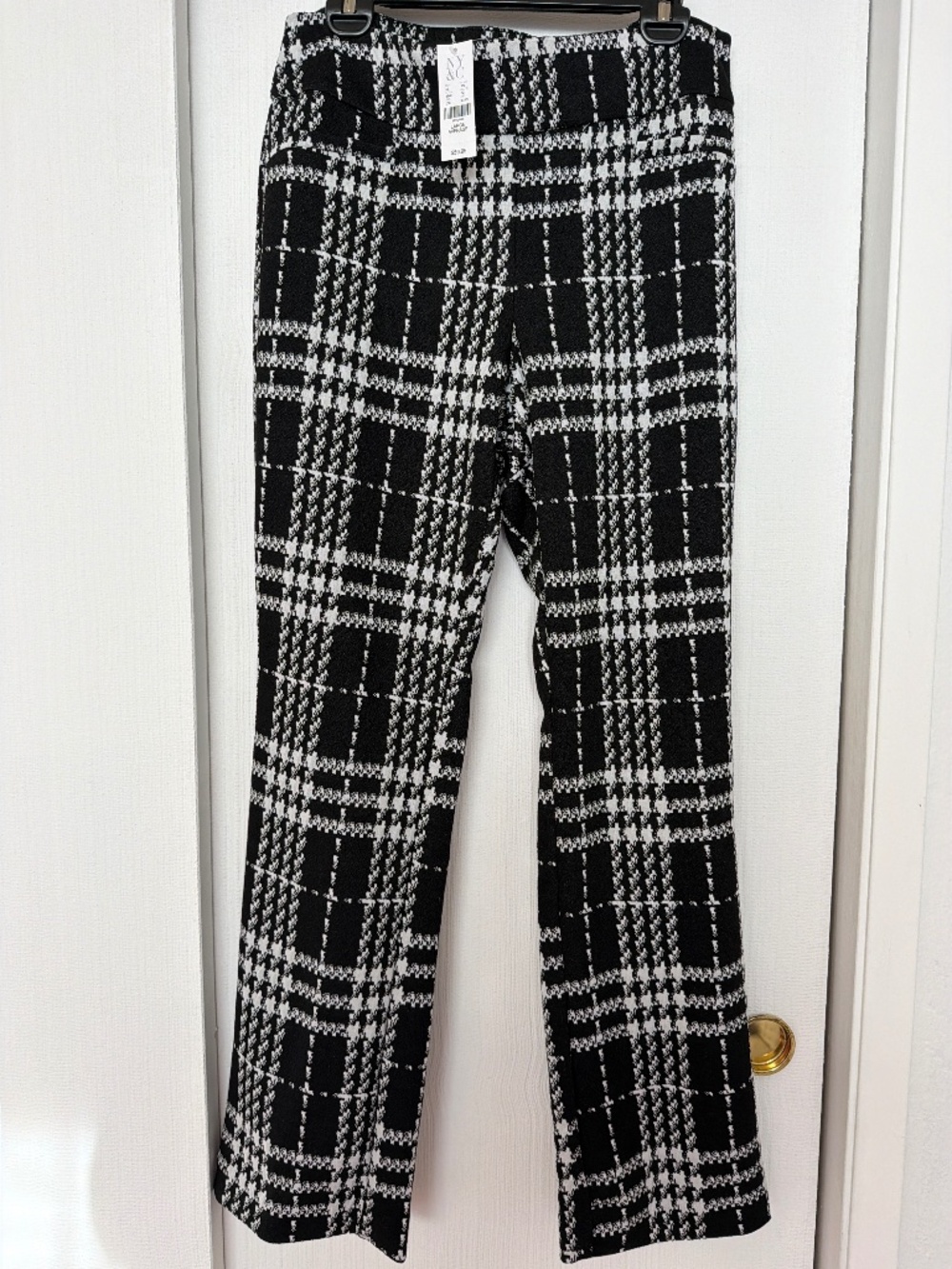 New York & Company Black White Plaid Pants Size Large NWT